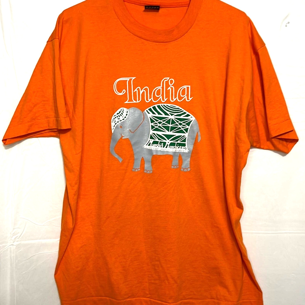 Vintage Single Stitch T-Shirt Bright Orange Elephant Logo Size XL Made in USA